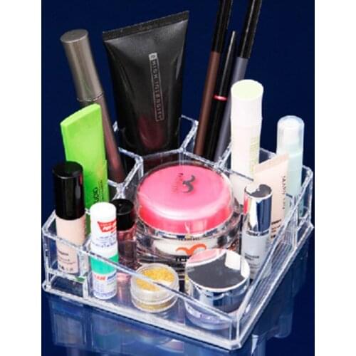 Transparent 8 Grid Lipstick Jewelry Container Plastic Storage square Box Cosmetic Makeup Organizer Desktop Sundry Practical Case
