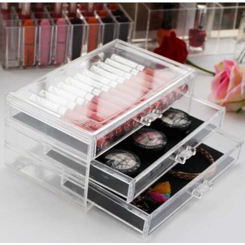 Clear Acrylic Makeup Storage box Drawers Case Lipstick Cosmetic Storage box Holder Makeup Brush Makeup Organizer Jewelry Storage