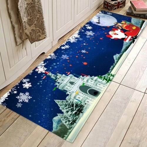 Rug Christmas Kitchen Printed Cartoon Pattern Bedroom Hallway Non Slip Floor Mats Indoor Doormat Winter Door Mat Welcome Carpet