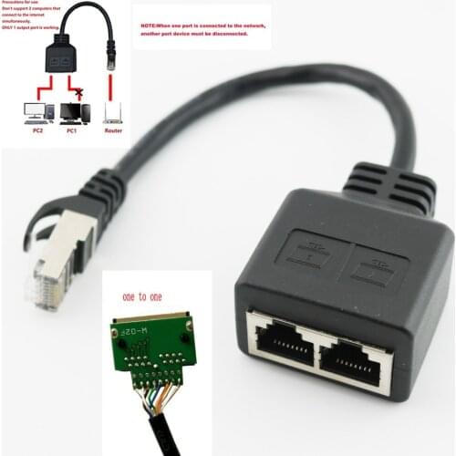 1pcs RJ45 CAT6/5 1 Male to 2 Female Port Socket LAN Ethernet Network Splitter Coupler Adapter Cable Cord 20cm