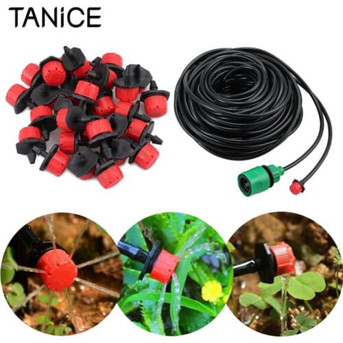 TANiCE 25M DIY Hose Micro Drip Kit Automatic Watering Flower Irrigation Watering System Kit With Adjustable Dripper For Garden
