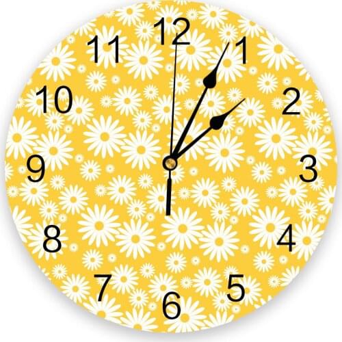 Fresh Daisy Flowers Living Room Clock Wall Round Clocks Decor Home Bedroom Kitchen Decoration Wall Clocks