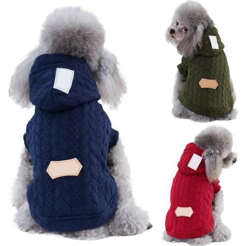 Puppy Hoodie Coat thickened Cat Pet Jackets Chihuahua Pug Clothing Pet Autumn Winter Warm Knitted Sweater Wholesale Pet Clothing