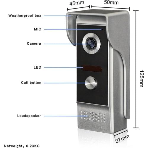 For 2v1 7'' TFT LCD Wired Video Door Phone System Visual Intercom Doorbell 800x480 Indoor Monitor 700TVL Outdoor Infrared Camera