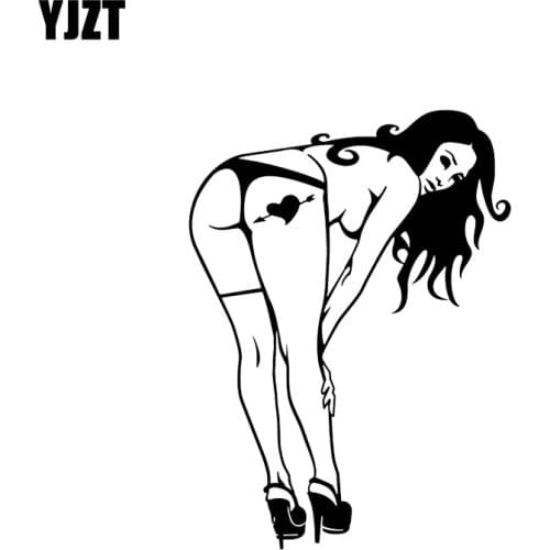YJZT 9.7*13.1CM Sexy Hot Figure Lady Popular Artistical Style Car Sticker Decal Black/Silver Vinyl C20-1169