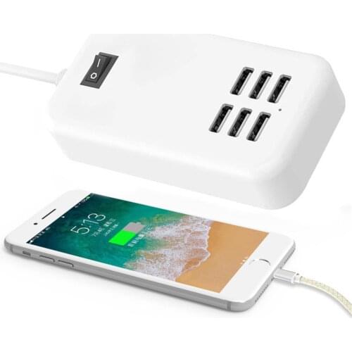 30W 6Ports Charger Station Desktop Phone Charging Power Strip AC Charger Station Adapter for Mobile Phone Tablet Power Adaptor