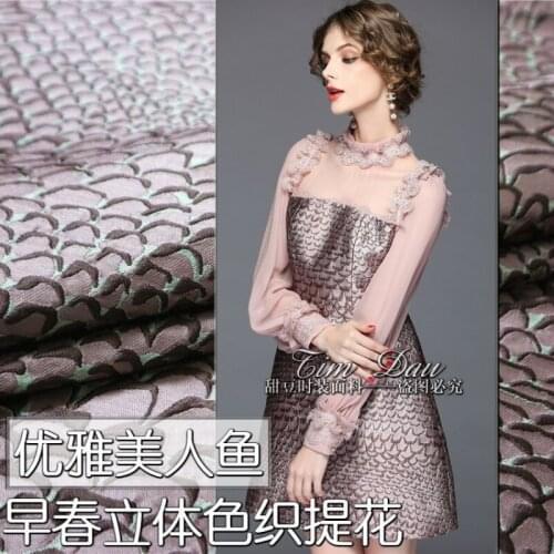 Mermaid Polyester Jacquard Brocade Fabric Yarn-dyed Dress Windbreaker Fabrics Wholesale Cloth Per Meter Sewing Material