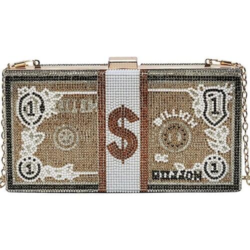 Dollar Box Bag For Women Female Luxury Diamond Crossbody Bags Ladies Brand Design Print Chain Shoulder Bag High Quality Clutches