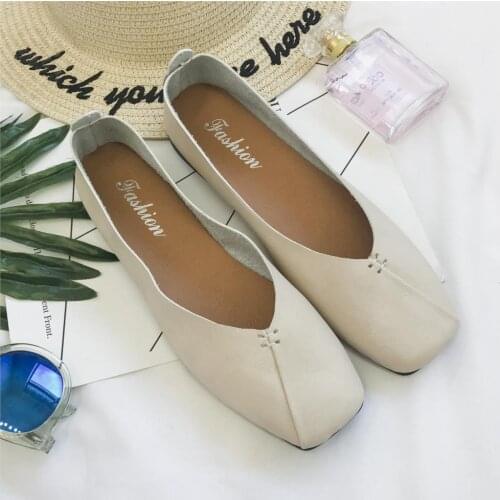 Women Ballet Flats Shoes PU Leather Slip on Ladies Shallow Moccasins Casual Shoes Female Summer Loafer Shoes Women 2021