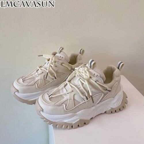 LMCAVASUN Brand Design Chunky Sneakers 2020 Trendy Women Dad Shoes Pink Summer Chunky Shoe Height Increase Womens Sneaker