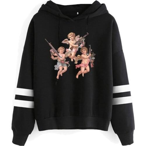 Angel Tops Oversize Hoodies Full Sleeve Pullovers Streetwear Casual Print Sweatshirt Women Kawaii Korean Style Clothes