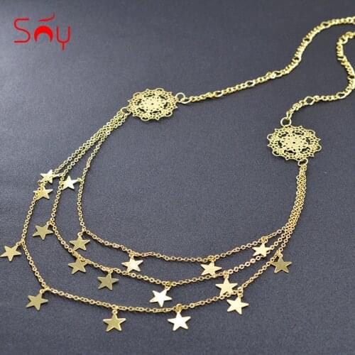 Sunny Jewelry Womens Long Necklace Long Chain High Quality Star Fashion Jewelry 2021 For Party Wedding Anniversary Daily Wear