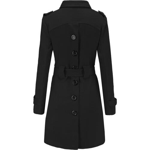 Button Trench Women Coat Winter Single Breasted Elegant Black Coat 2019 Autumn Fashion Stylish Fall Girl Outerwear Coat