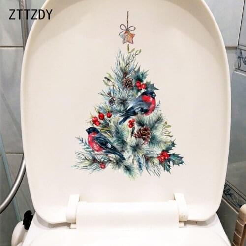 ZTTZDY 17.7CM×25.9CM Christmas Tree Bedroom Decoration Home Wall Stickers Cartoon Toilet Decals T2-0799