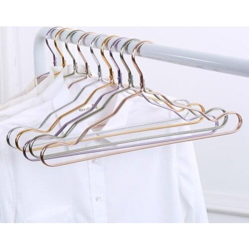 10Pcs/Set Rose Golden Hangers Quality Thicker Aluminum Seamless Anti-slip Drying Rack Creative Practical Wardrobe Storage Hanger