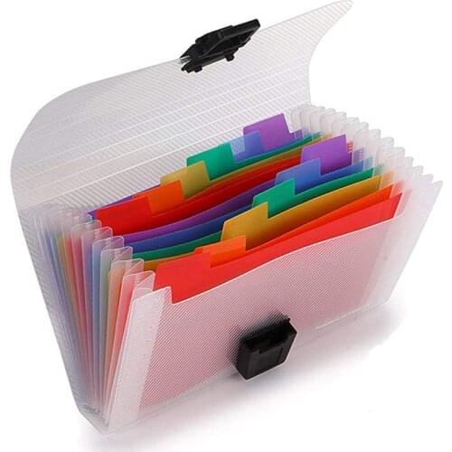 13 Pockets Mini File Folders Expandable Rainbow Multi-Layer Folder A6 Letter Size File Organizer with Buttons Suitable for Stora