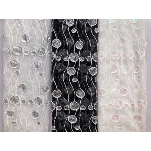 130*91cm sequined spot lady girl dress Applique DIY Headdress scarf veil Embroidered Lace Fabric Patch curtain