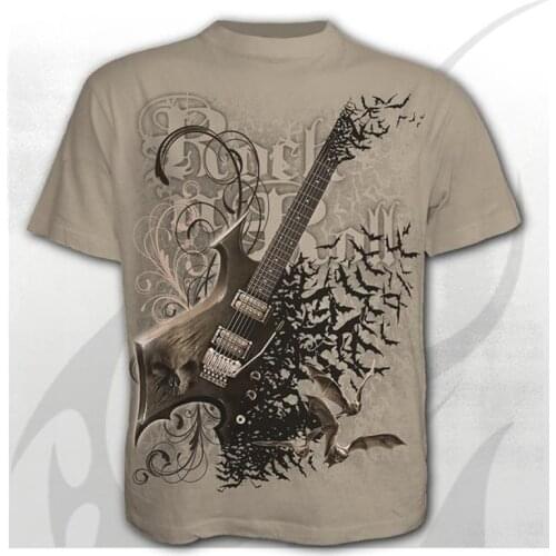 2021 new 3d printing t-shirt skull headband electric guitar horror pattern mens top short-sleeved T-shirt Harajuku top