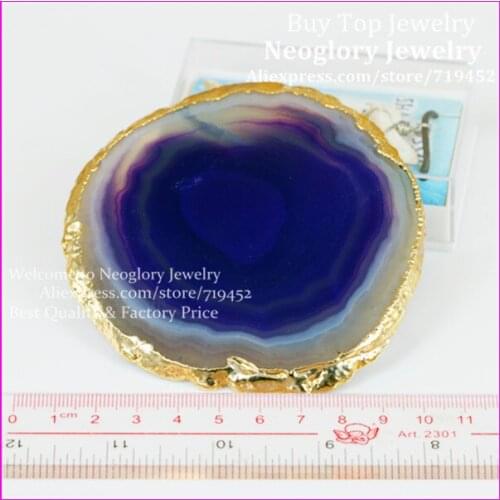 3pcs Natural Gems Crafts Semi Precious Purple Glass Slice Coaster Cup Mug Glass Beverage Holder Pad Druzy Quartz Geode Glass