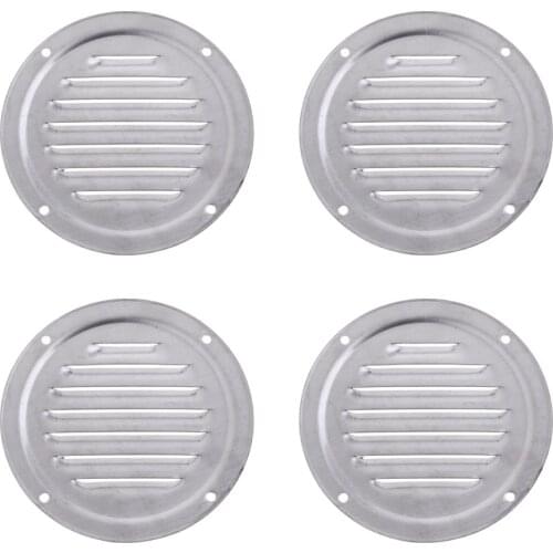 4 Pieces Stainless Steel 4 Inch 100mm Round Air Vent Louvre Ventilation Grill Plate, Boat Yacht Deck Hardware