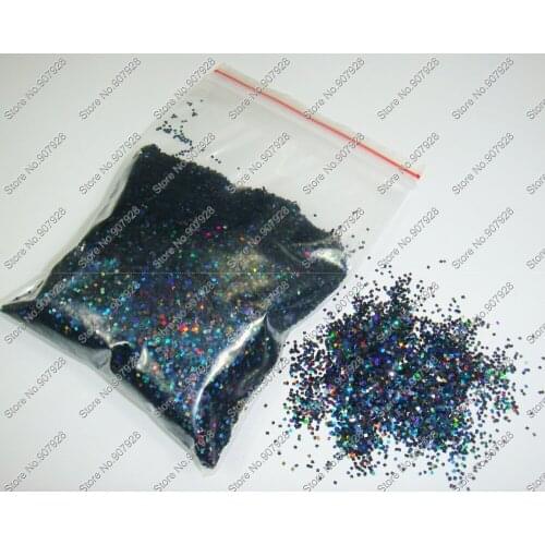 50g/bag x 1/24"(1mm)Laser Black Color Dazzling Square Glitter Paillette Spangles Shape for DIY Nail Art Decoration