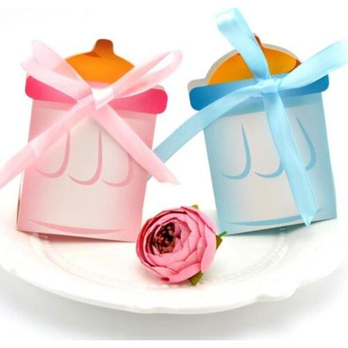 Paper Milk Bottle Design candy Box Paper Bag Candy Gift Box Baby Shower baptism Kids Birthday Party Supplies 50pcs