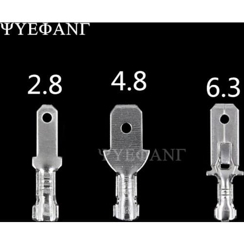 50pcs/lot 2.8/4.8/6.3mm Insert Crimp Splice Terminals Wiring Spring Cold Pressed Female Tin Plating Wire Cable Connecto