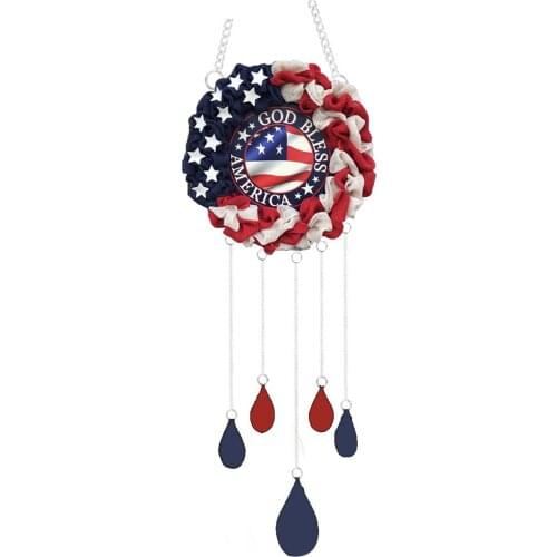 Acrylic Patriotic Wind Chimes Wall Door Hanging Ornament American Independence Day Hanging Wind Chime Decoration