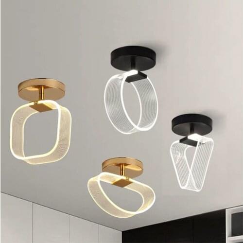 4 Style Acrylic LED Ceiling Light for Bedside Balcony Aisle Cloakroom Modern Black Golden Ceiling Lamp Indoor Lighting Fixtures