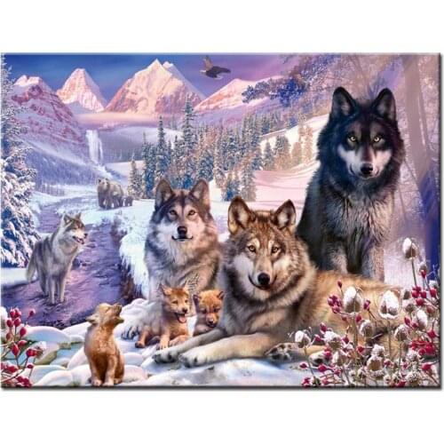 Diamond painting wolves mosaic art embroidery cross stitch scenery rhinestone picture puzzle drawing wall decor craft diy toys