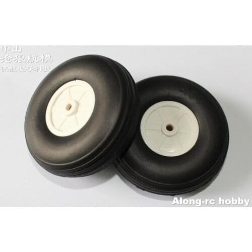 Free Shipping RC Airplane Hobby Model Plane Spare Part Landing Gear Wheel 3pcs 3.0" 75*25mm 4.0mm hole PU Wheel