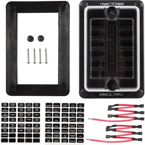 12 Way Fuse Block ATC/ATO Blade Fuse Block Holder Box,With Warning Led Indicator/Cover/Free 5-20a Fuses