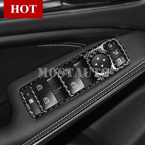 For Benz GLA X156 Carbon Fiber Car Door Window Button Trim Cover 2013-2018 4pcs Car Accessories Interior Car Decor Car Trim