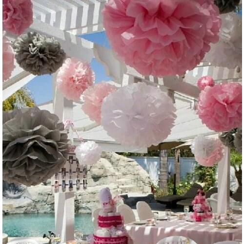 28 Colors available!! Paper ponpon rose ball garlands party decorations 12 inch(30cm) 12pcs/lot tissue orange paper pom poms