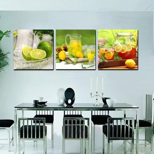 Fruit lemon Diamond Embroidery Triptych 5D Cross Stitch Diamond Painting still life Square Full Drill Rhinestones Mosaic Kitchen