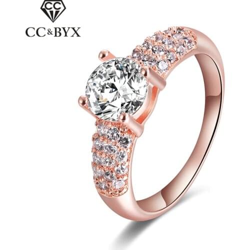 Fine Rose Gold Color Rings for Women Trendy Vintage Wedding Engagement Rings Fashion Jewelry Accessories Wedding Bands 18KR003