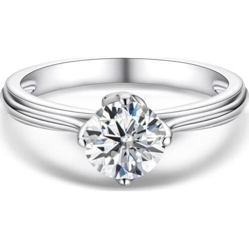 White/Blue 1ct Round Cut Moissanite Diamond Solitaire Ring 925 Sterling Silver Women Engagement Wedding Moissanite Rings кольца