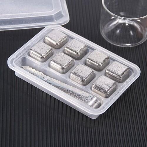 8Pcs Stainless Steel Ice Cubes Reusable Whisky Stones Food Grade Wine Cooling Cube Chilling Rock Party Bar Tools
