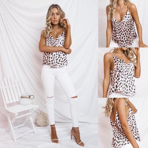 Summer New Women Sexy leopard Chiffon 2021 Camis printed Ladies Fashion Blouse vest Tank sleeveless style Sandy beach Tank Tops