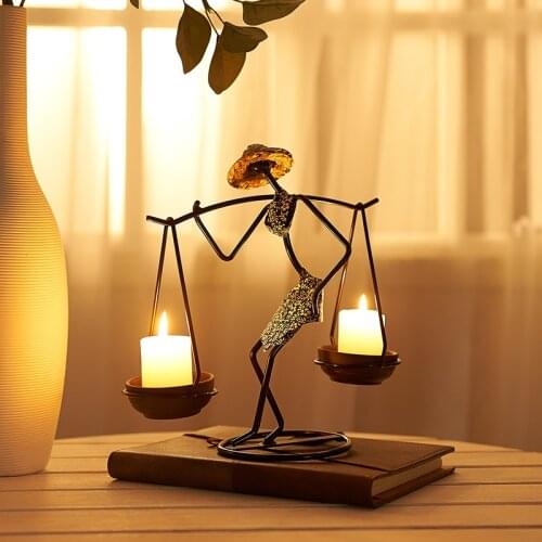 JOYLIVE Nordic Metal Candlestick Home Decoration Abstract Character Sculpture Candle Holder Decor Handmade Figurines Gift 2021