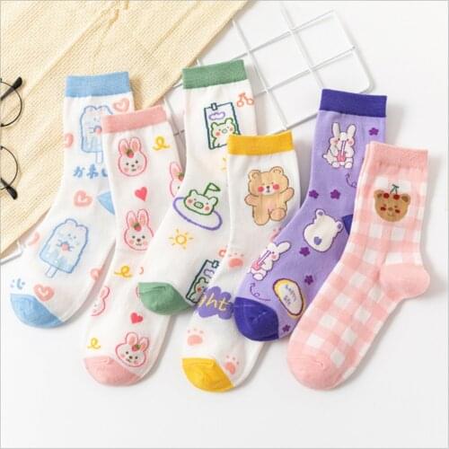New Autumn and Winter Japanese Ins Wild Cute Sweet Bear Rabbit Cotton Socks Female Pile Socks in Tube Socks Tide