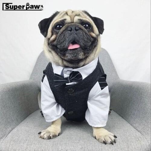 Pet Dog Clothes Wedding Party Vest Suits For Small Medium Dogs French Bulldog Pug Jacket Chihuahua Hoodie Coat Costume BNC01
