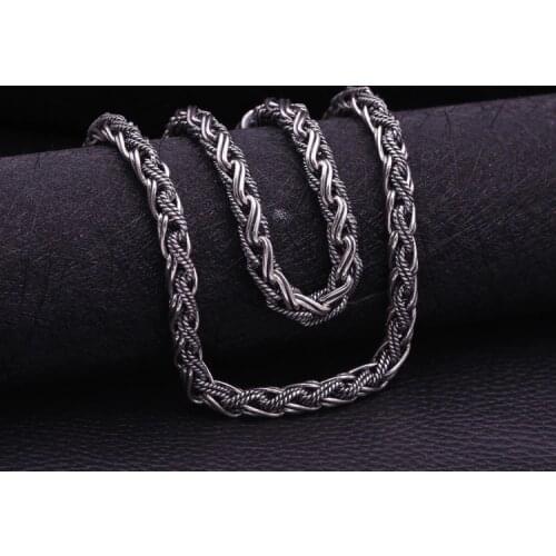 Real Solid 925 Sterling Silver Necklace Braided Chain Men Women Jewelry gift A4561