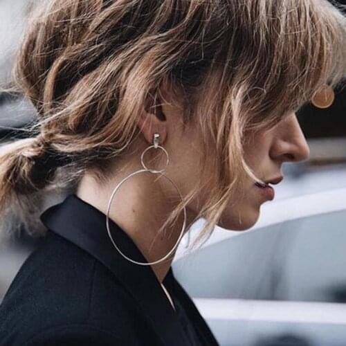 Personalized earrings creative fashion geometric circle exaggerated long and large circle earrings eardrops for women Jewellery