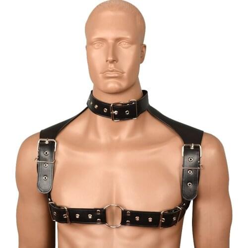 Adjustable PU Leather Bondage Restraints Body Harness Belts for Men Fetish Harness Clubwear Male Bondage Costume Sexy Lingerie