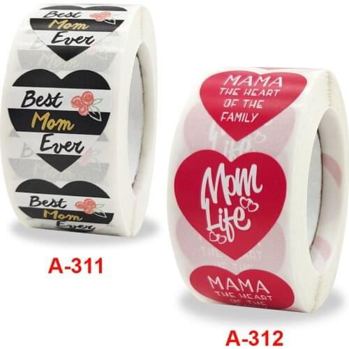 Roll mothers Day heart-shaped sticker gift decoration envelope sealed with self-adhesive label 500pcs / roll