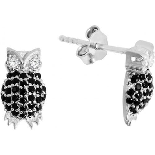 Argentum Concept-Owl Motif Silver Earrings-K073801