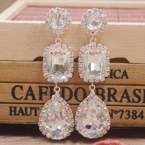 1pcs silver rose earring longer dangling wedding /party colorful Zerong rhinestone earring arrival delicate gold crystal earring