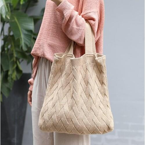 Korean Style Wool Knitting Handbag Woman Shoulder Bag Luxury Handbags Women Bags Designer Shopping Bag Bolsa Feminina Sac A Main