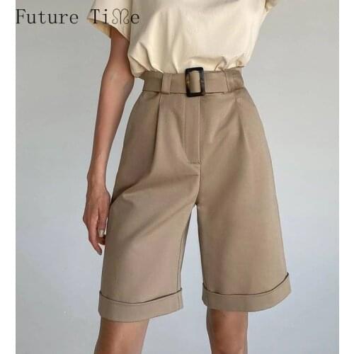 Shorts Womens White Women Suit Shorts Khaki Wide Leg High Waist Vintage Five Length Shorts Women Summer Trousers